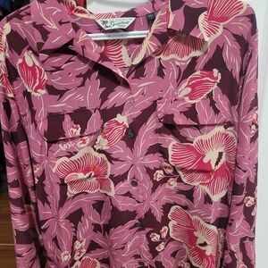 Equipment Pink and Cream Floral Hawaiian Shirt